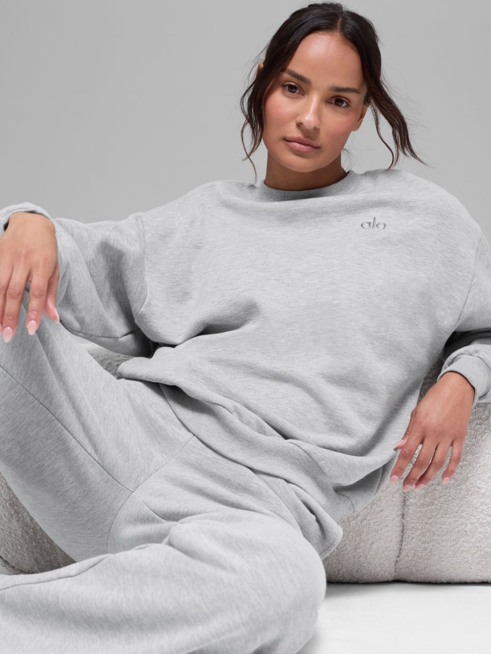 Alo Accolade Crew Neck Pullover Athletic Heather Grey NWT